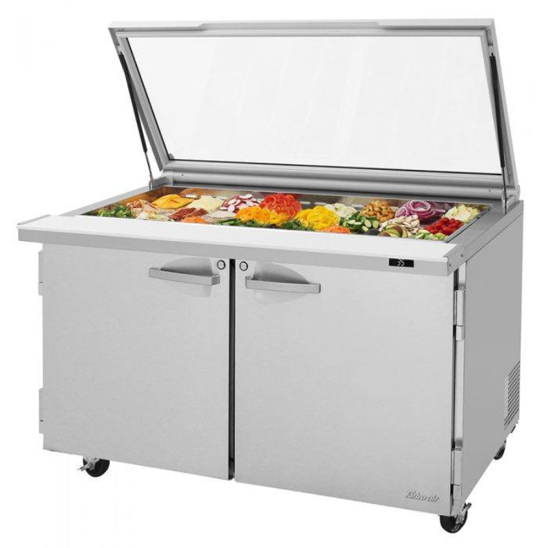 Turbo Air PST-60-24-N-GL Rear Mount PRO Series Mega Top Sandwich/Salad Prep Table-Glass Lid with Two Sections 19.0 cu. ft