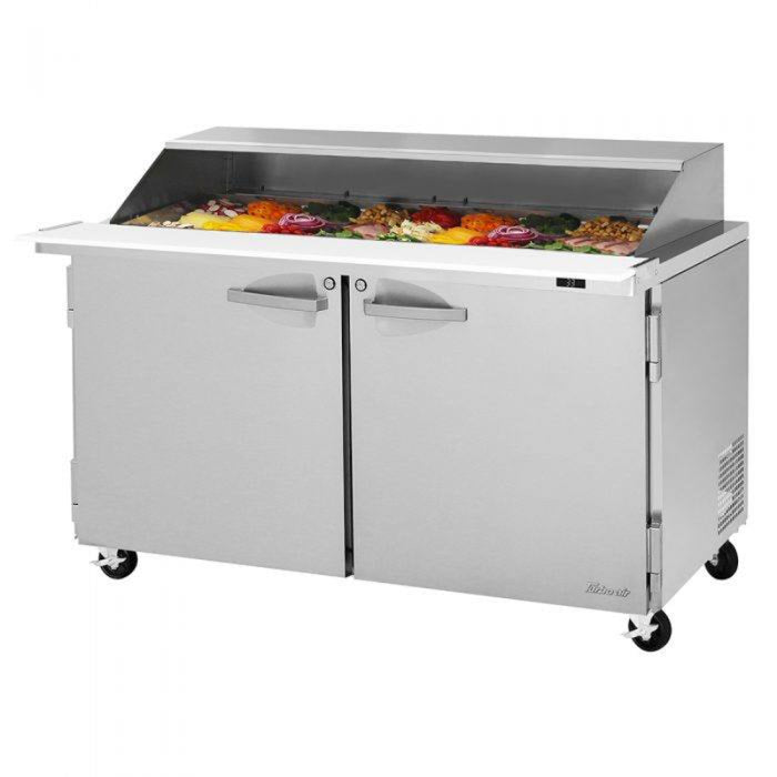 Turbo Air PST-60-24-N-SL Rear Mount PRO Series Mega Top Sandwich/Salad Prep Table-Slide Lid with Two Sections 19 cu. ft