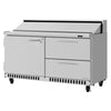 Turbo Air PST-60-D2R(L)-FB-N Front Breathing PRO Series Sandwich/Salad Prep Table with Two Sections 14.8 cu. ft