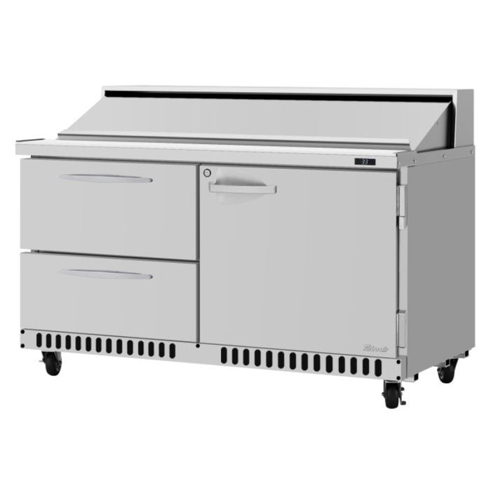 Turbo Air PST-60-D2R(L)-FB-N Front Breathing PRO Series Sandwich/Salad Prep Table with Two Sections 14.8 cu. ft