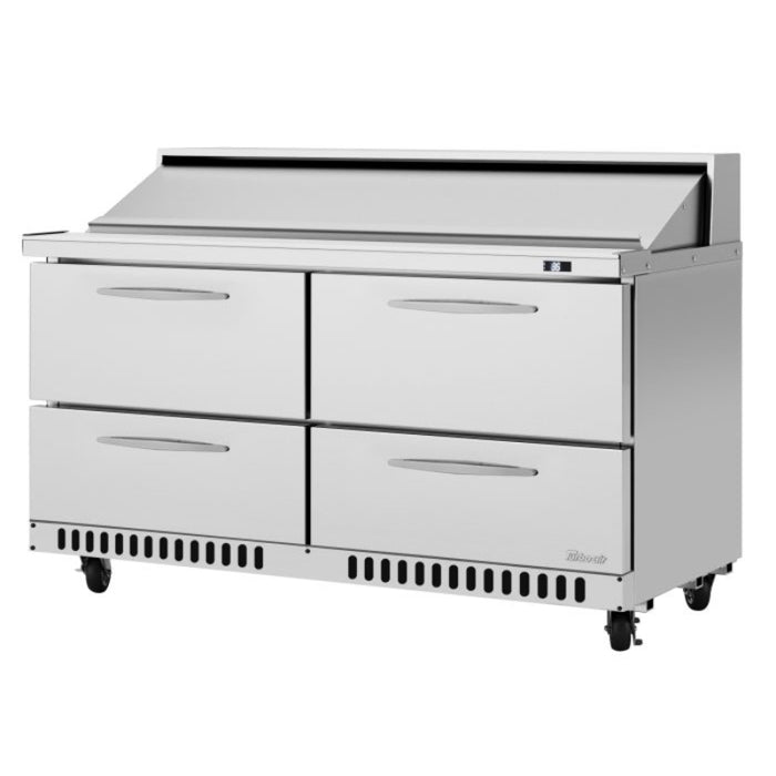 Turbo Air PST-60-D4-FB-N Front Breathing PRO Series Sandwich/Salad Prep Table with Two Sections 14.8 cu. ft