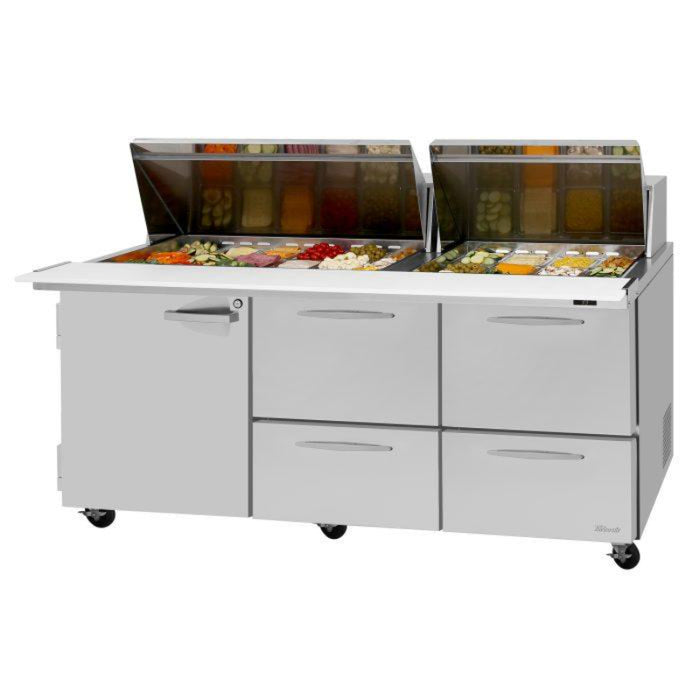 Turbo Air PST-72-30-D4R(L)-N PRO Series Mega Top Sandwich/Salad Prep Table with Two Sections 23.0 cu. ft