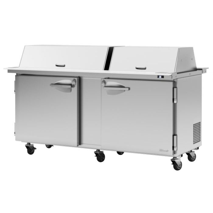 Turbo Air PST-72-30-N-DS Rear Mount PRO Series Mega Top Sandwich/Salad Prep Table-Dual Sided with Two Sections 23.0 cu. ft