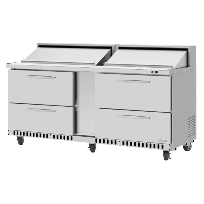Turbo Air PST-72-D4-FB-N Front Breathing PRO Series Mega Top Sandwich/Salad Prep Table with Two Sections 17.6 cu. ft
