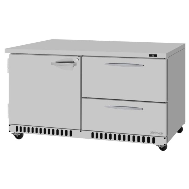 Turbo Air PUR-60-D2R(L)-FB-N PRO Series Undercounter Refrigerator Two Section, 14.8 cu. ft.