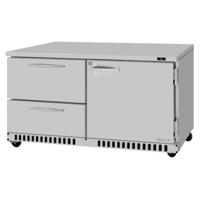 Turbo Air PUR-60-D2R(L)-FB-N PRO Series Undercounter Refrigerator Two Section, 14.8 cu. ft.