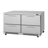 Turbo Air PUR-60-D4-FB-N PRO Series Undercounter Refrigerator Two Section, 14.8 cu. ft.