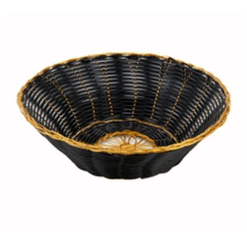 Winco PWBK-8R Poly Woven Baskets, Round, 8-1/4" x 2-1/4", Black/Gold (Price/Dozen)