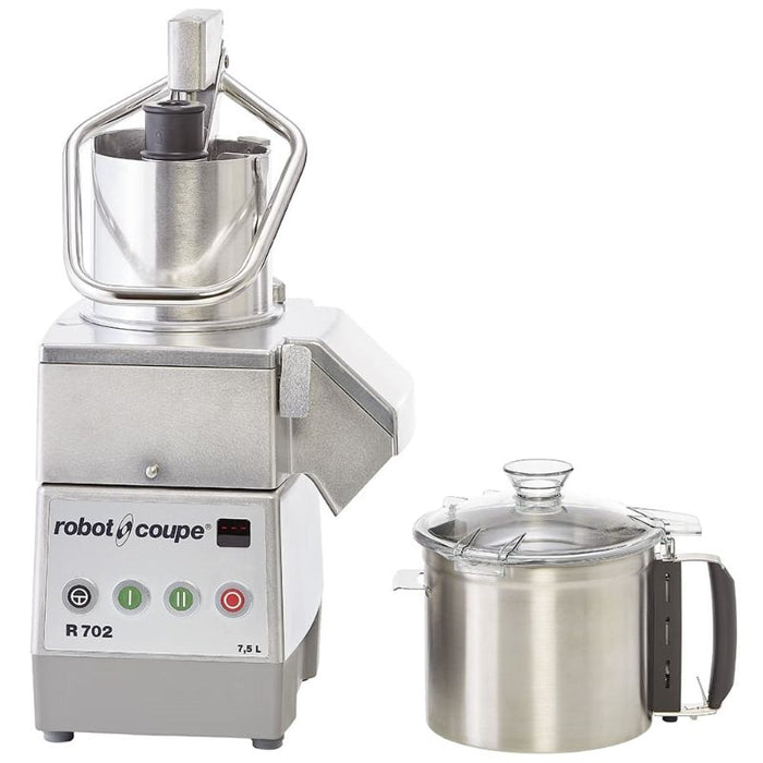 Robot Coupe R 702 -Speed Combination Food Processor with 7.5 Qt. Stainless Steel Bowl, Continuous Feed & 2 Discs - 208-240 V, 3 Phase, 2.4 hp