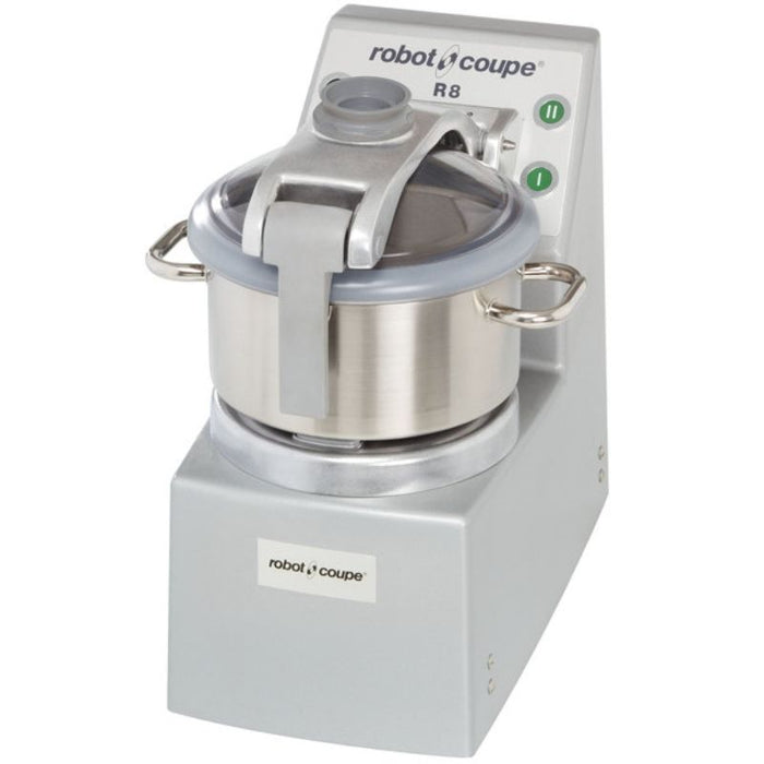 Robot Coupe R8 2-Speed 8 Qt. Stainless Steel Batch Bowl Food Processor - 240V, 3 Phase, 3 hp