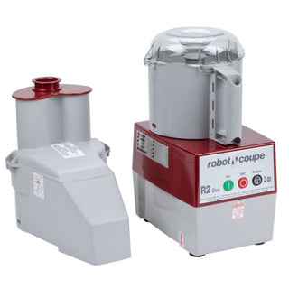 Robot Coupe R2CLR DICE Combination Food Processor with 3 Qt. Clear Bowl, Continuous Feed & 4 Discs - 2 hp