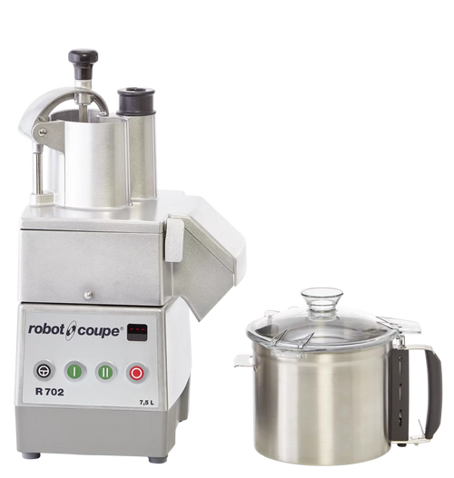 Robot Coupe R 702 -Speed Combination Food Processor with 7.5 Qt. Stainless Steel Bowl, Continuous Feed & 2 Discs - 208-240 V, 3 Phase, 2.4 hp