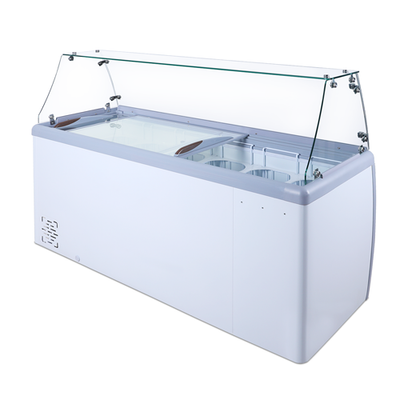 Omcan FR-CN-0460-S 60-inch Ice Cream Dipping Freezer with Flat Sneeze Guard