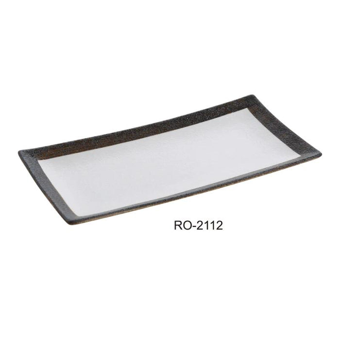 Yanco RO-2112 ROCKEYE Rectangular Plate, China, Two-Tone, White & Brown, (1Dz)