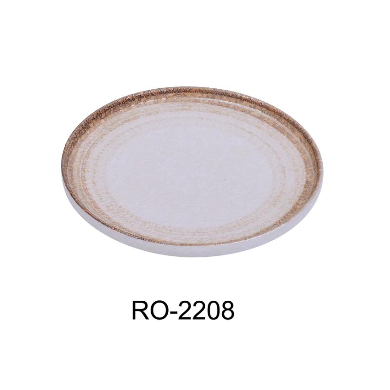 Yanco RO-2208 ROCKEYE Round Plate, China, Two-Tone, White & Brown, (2Dz)