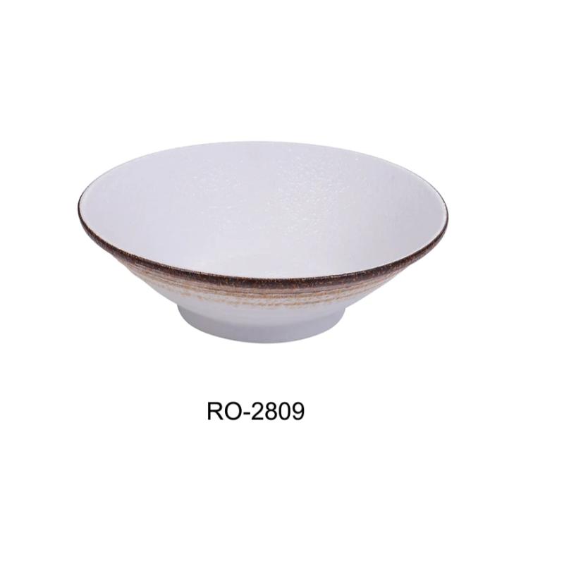 Yanco RO-2809 ROCKEYE-2 Ramen Bowl, 27 Oz, China, Round, White & Brown, (1Dz)