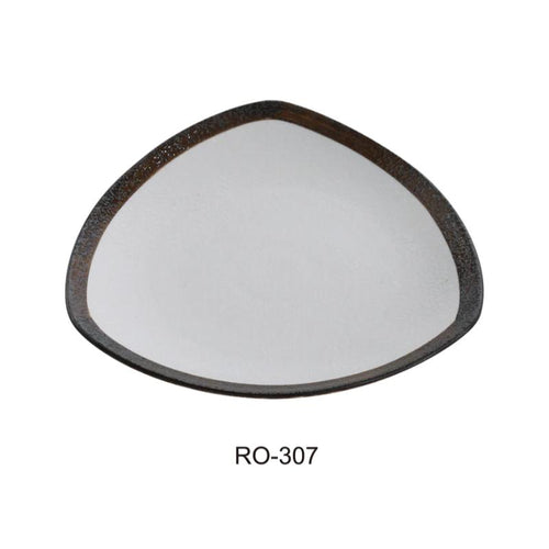 Yanco RO-307 ROCKEYE 7" Triangle Plate, China, White & Brown, Two-Tone, (3Dz)