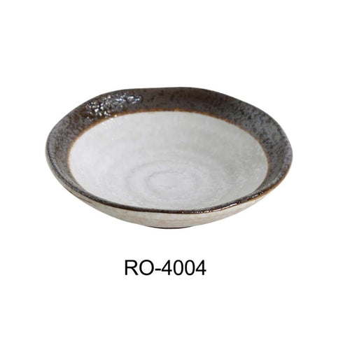 Yanco RO-4004 ROCKEYE  Round Sauce Dish, 4 Oz, China, White & Brown, (3Dz)