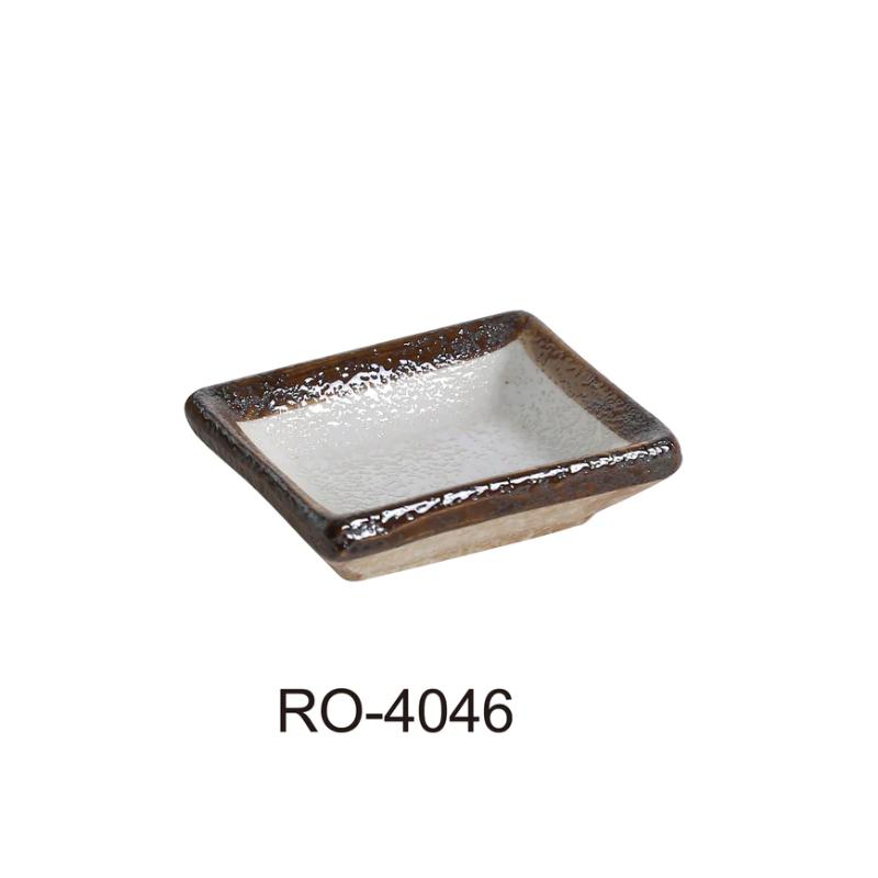 Yanco RO-4046 ROCKEYE Rectangular Sauce Dish, China, White & Brown, (4Dz)