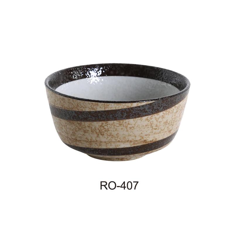 Yanco RO-407 Rock Eye  Height Serving Bowl, 32 Oz, China, White & Brown, Pack of 36 (3Dz)