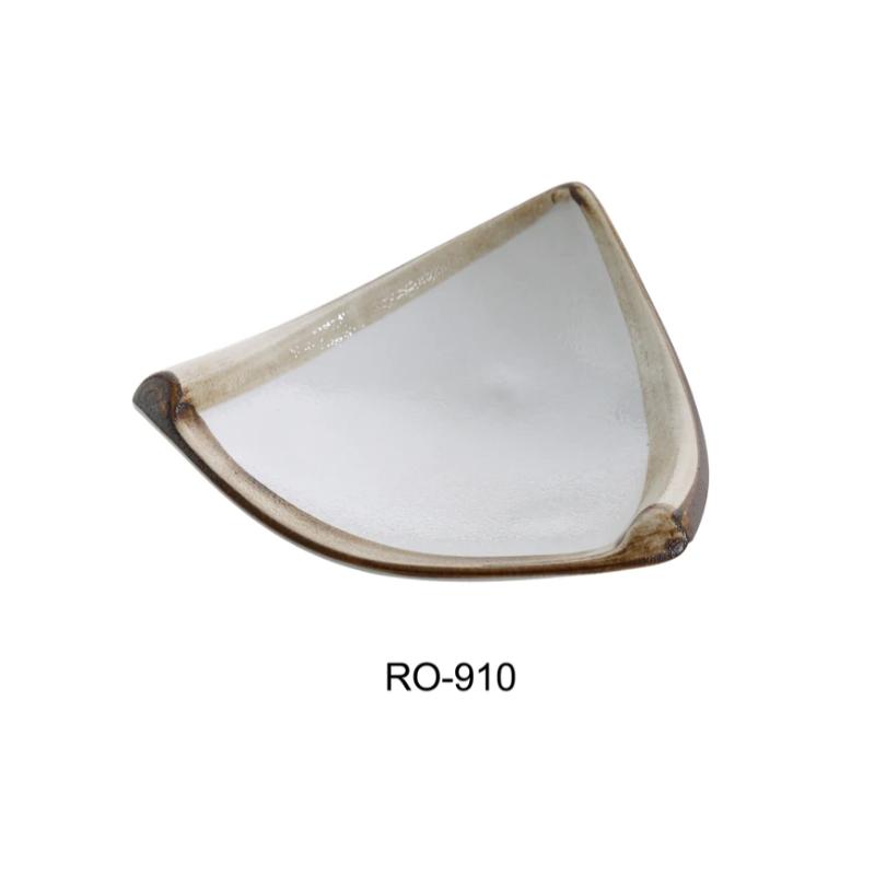 Yanco RO-910 ROCKEYE 10" Triangle Deep Plate, 10 Oz, China, White & Brown, (2Dz)