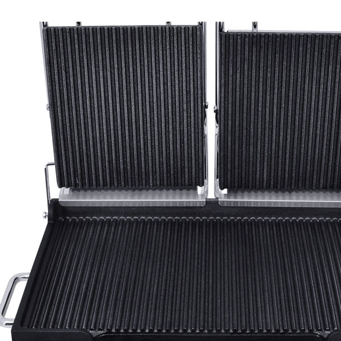 Omcan PG-CN-0711-F Double Panini Grill with Smooth Plates – 10″ x 18″ Cooking Surface – 220V, 3200W