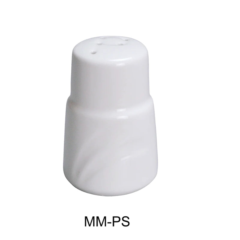 Yanco MM-PS 2 7/8" Pepper Shaker, Embossed Pattern Bone, White Durable China, Pack of 48 (4 Dz)