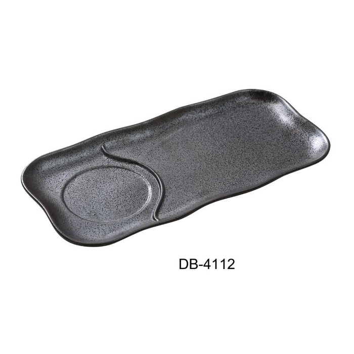 Yanco DB-4112 Diamond Black 12″ Compartment Plate Matching with DB-4105, 6″ Width, China, Matte Black Glaze (1Dz)