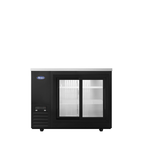 Atosa SBB48SGGRAUS2 48" Black Shallow Depth Back Bar Cooler with Sliding Glass Doors – 11.5 Cu. Ft.