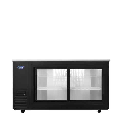 Atosa 69" Black Shallow Depth Back Bar Cooler with Sliding Glass Doors – 18.6 Cu. Ft.