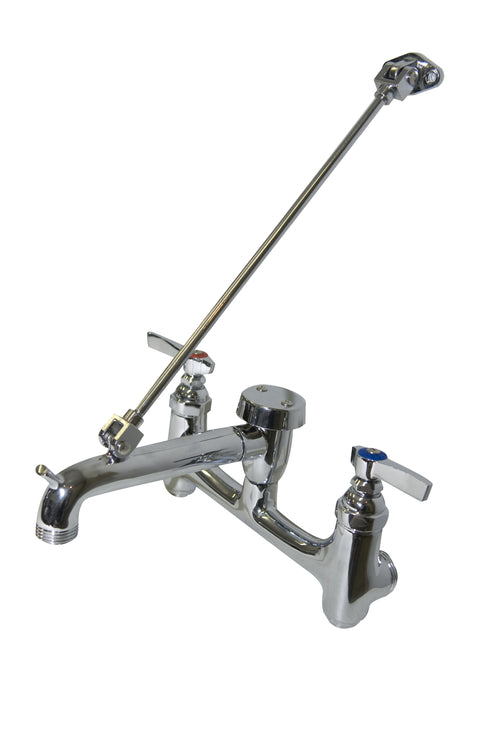Serv-Ware SF1000 Mop Sink Service Faucet, Wall Mount, 8" Centers with Vacuum Breaker Spout