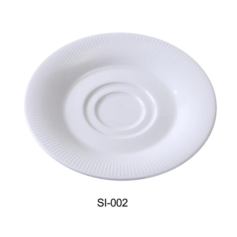 Yanco SI-002 Siena Saucer, 7 Oz, China, Embossed Rim, Round, White (3Dz)