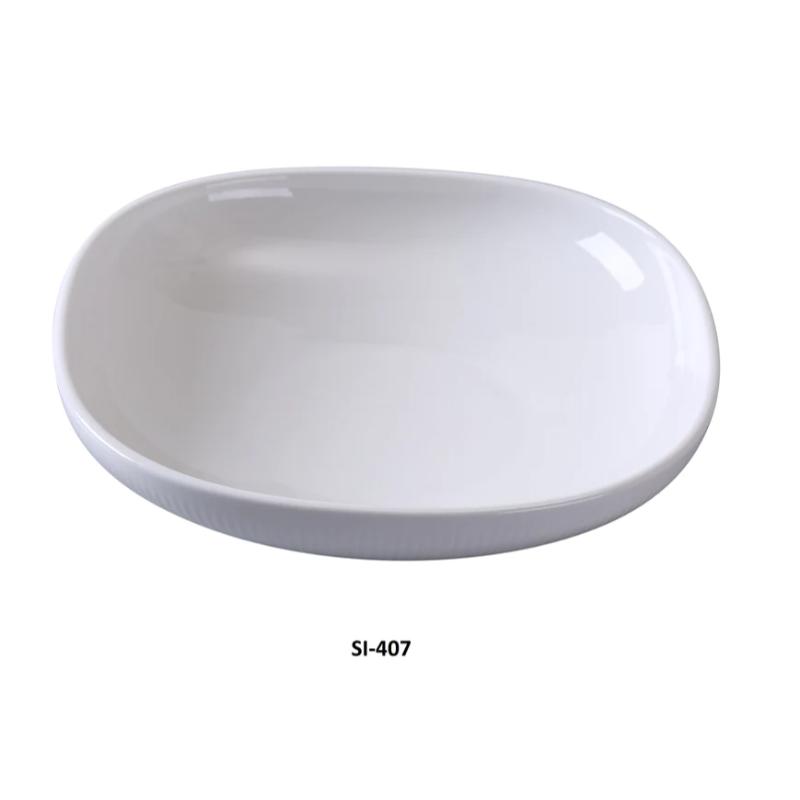 Yanco SI-407 Siena Square Bowl, 16 Oz, China, Embossed Rim, White (2Dz)