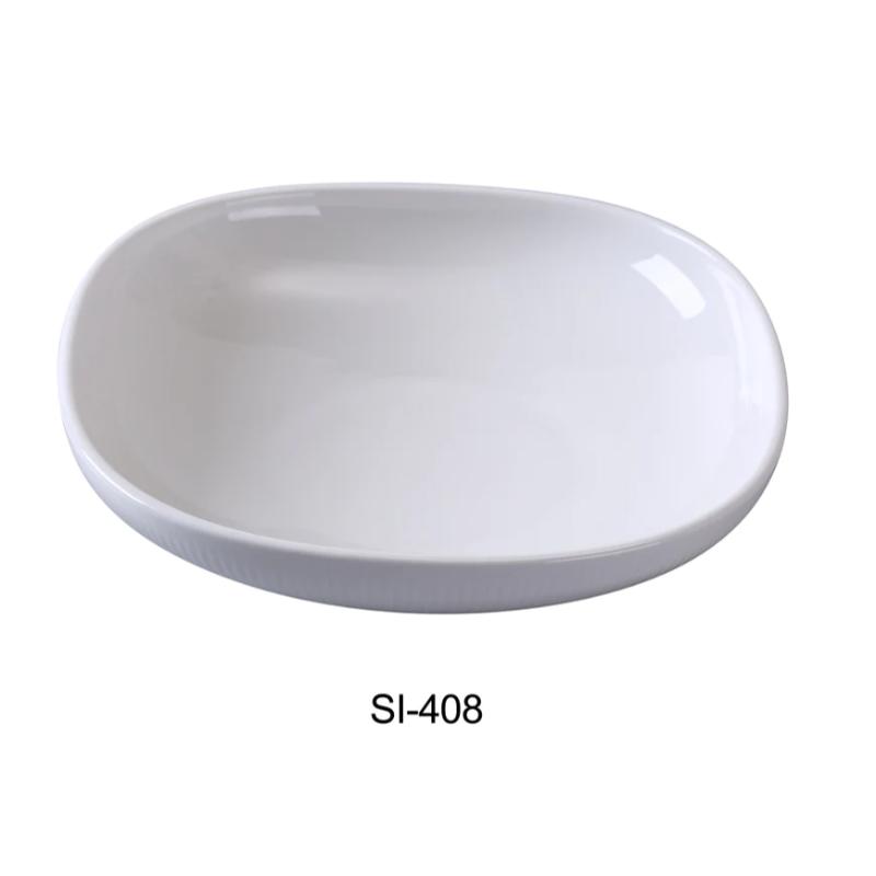 Yanco SI-408 Siena Square Bowl, 24 Oz, China, Embossed Rim, White (2Dz)