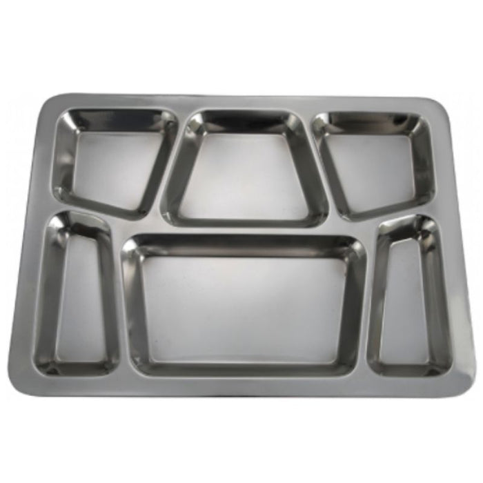 SMT-2 Stainless Rectangular Tray w/ (6) Compartments, 15 1/2" x 11 1/2" By Winco