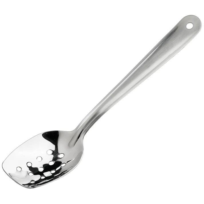 Winco Slanted Plating Spoon - Perforated 8", 10"