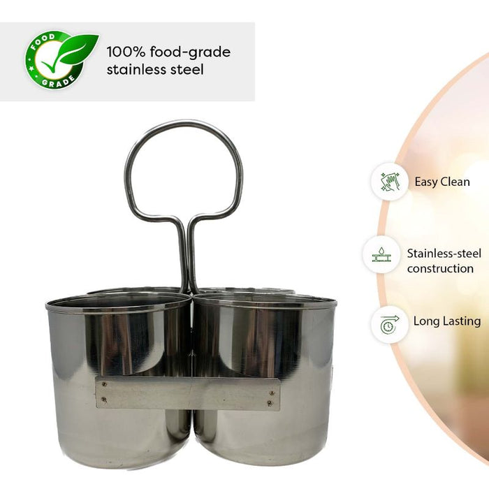 Stainless Steel Deep Chomukha New (Food Serving Bucket) - 4 Connected Bucket