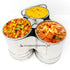 Stainless Steel Food Serving Bucket (Deep Chomukha) New Design - 3 Connected Container