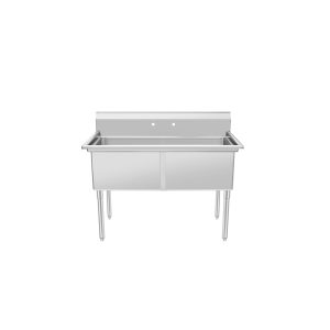 Atosa SS1818D21N Two Compartment Sink – 41″ Commercial Stainless Steel Sink, No Drainboard