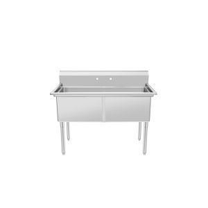 Atosa SS2424F21N Two Compartment Sink – 49″ Commercial Stainless Steel Sink, No Drainboard