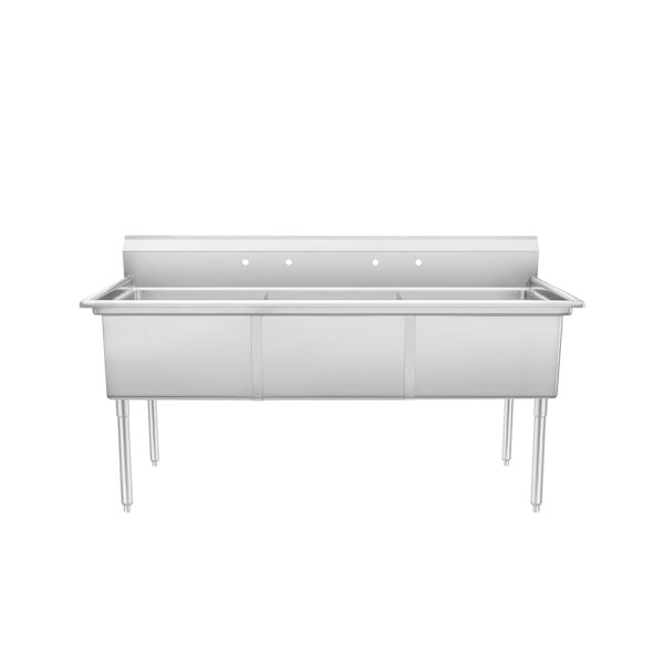 Atosa SS2424F31N Three Compartment Sink – 75″ Commercial Stainless Steel Sink, No Drainboard