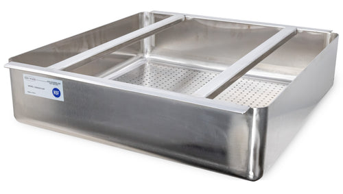 Serve-Ware Pre-Rinse Sink Basket with Slides – 20" x 20" Bowl | 304 Stainless Steel, 16 Gauge Commercial Grade