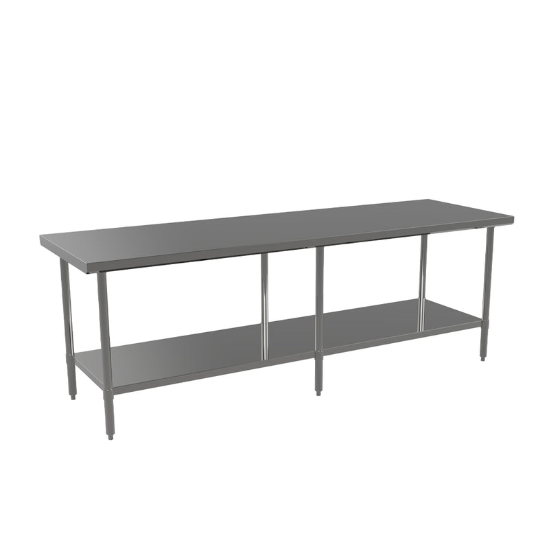 ATOSA ST3096EC 30" x 96" Stainless Steel Work Table with Flat Top and Bottom Shelf for Commercial Restaurent