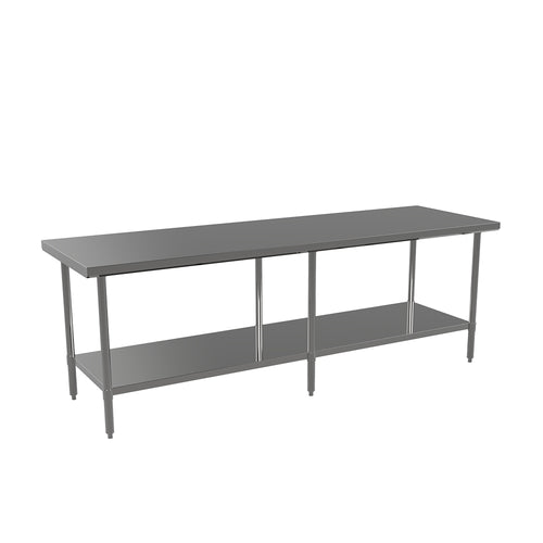 ATOSA ST3684EC 36" x 84" Stainless Steel Work Table with Flat Top and Bottom Shelf for Commercial Use