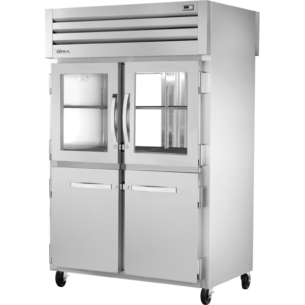 True STA2RPT-2HG/2HS-2G-HC Pass-Thru Combination Half Front/Glass Rear Swing Doors Refrigerator