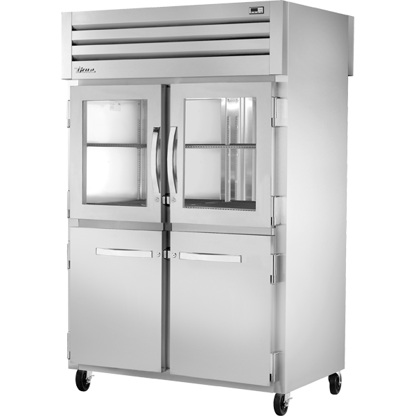 True STA2RPT-2HG/2HS-2S-HC Pass-Thru Combination Half Front/Solid Rear Swing Doors Refrigerator