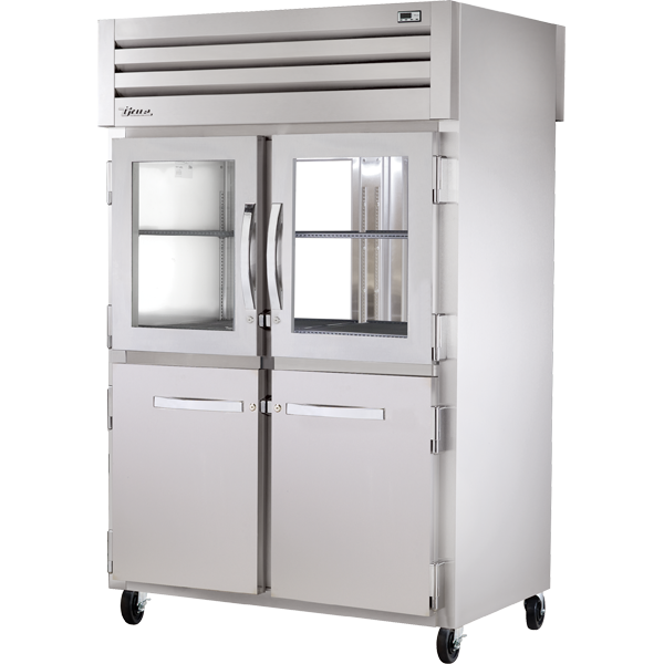 True STG2RPT-2HG/2HS-2G-HC Pass-Thru Combination Half Front/Glass Rear Swing Doors Refrigerator