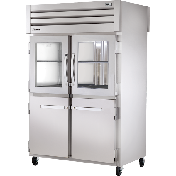 True STG2RPT-2HG/2HS-2S-HC Pass-Thru Combination Half Front/Solid Rear Swing Doors Refrigerator