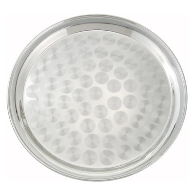 STRS-Series Stainless Steel Round Serving Tray with Swirl Pattern by Winco