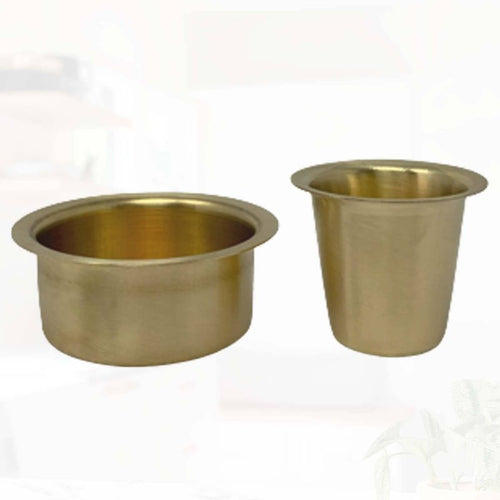 Madras Filter Coffee Dabra /Brass Matt Finish/ Glass & Katori - 3 Oz.